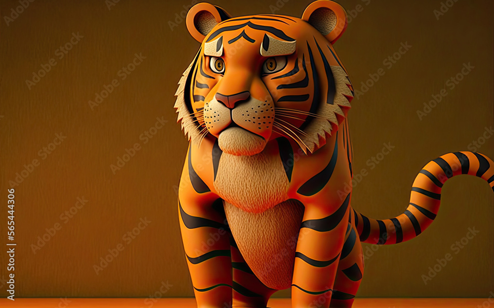 Sticker 3D Animation Cartoon Tiger