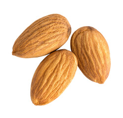 Almond nuts isolated on transparent background. Png format	
