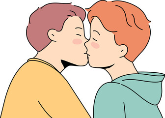 Gay couple kissing showing love