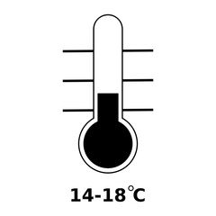 Monochrome vector graphic of the symbol on the back of a wine bottle to show the temperature it should be drunk at for maximum enjoyment