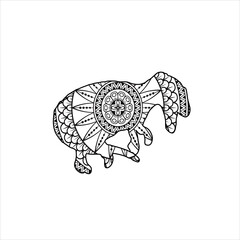 Vector dinosaur mandala coloring pages for kids and adult