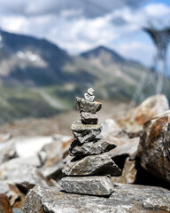 Stacked Rocks on a Mountain View