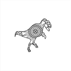Vector dinosaur mandala coloring pages for kids and adult