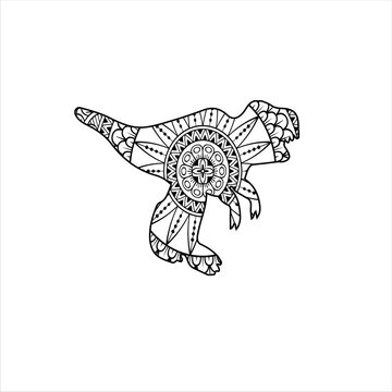 Vector dinosaur mandala coloring pages for kids and adult