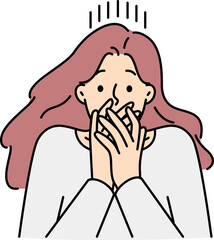 Woman cover mouth shocked by news