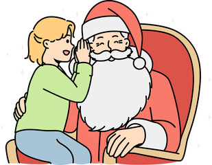 Child whispering in Santa Claus ear