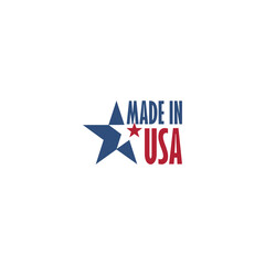 Made in USA label with American national flag Elements with stars isolated on white background