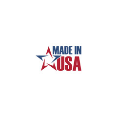 Made in USA label with American national flag Elements with stars isolated on white background