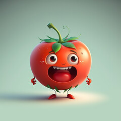 Cute cartoon tomato character, smile, art illustration