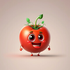 Cute cartoon tomato character, smile, art illustration