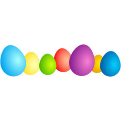Set of eggs in a row of different colors for easter