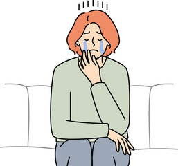 Unhappy woman cry suffer from depression