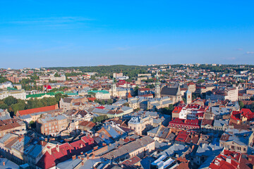 Fototapeta na wymiar view to the house-tops in Lvov city