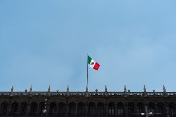 Flag of Mexico in the streets of Mexico City, Independence day, cinco de mayo celebration - obrazy, fototapety, plakaty