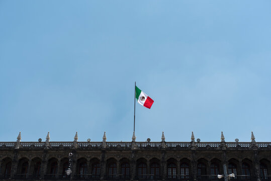 Flag of Mexico in the streets of Mexico City, Independence day, cinco de mayo celebration