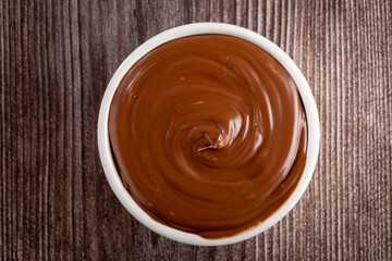 Hazelnut cream or nougat cream with cocoa.