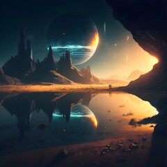 beautiful landscape on the alien planet