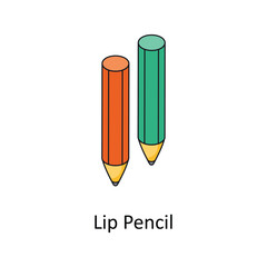 Lip Pencil Vector Isometric Filled Outline icon for your digital or print projects.