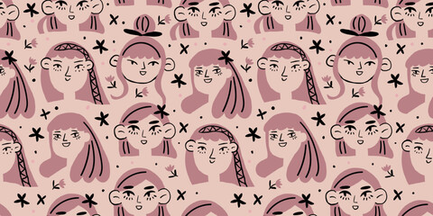 seamless fashion girls pattern vector illustration. Vector illustration