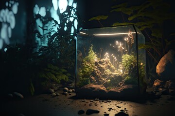 A glass tank micro biome in the forest