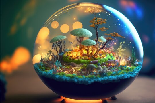micro world in a glass dome
