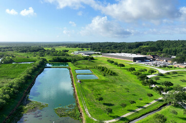 Early morning aerial view of Avery Island, LA