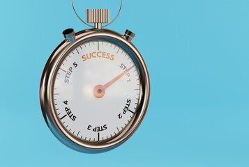 Stopwatch with the end of the time with the inscription Success. The concept of achieving success,...
