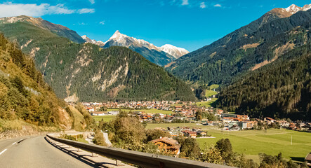 Beautiful alpine summer view at Finkenberg, Zillertal valley, Tyrol, Austria