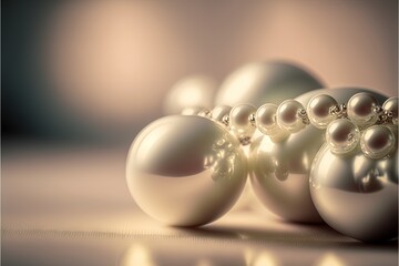  a group of shiny balls sitting on top of a table next to each other on a table top with a light background behind them and a blurry background.  generative ai