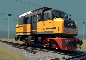 Obraz premium Diesel Locomotive, Generative AI Illustration