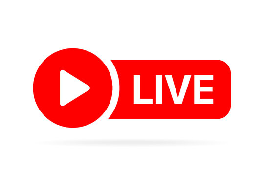 Live streaming icon. Live stream icons. Video broadcasting icon. Red live symbol for TV, news, movies, shows, webinar. Online stream icons.
