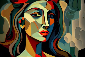 Fototapeta na wymiar Modern Art woman figurative oil painting, generative AI Art
