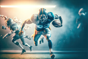 Obraz na płótnie Canvas Illustration of American Football Abstrakt Hintergrund Cover Digital Art Generative AI 
