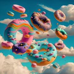 Donuts and other delicious sweets falling from the sky