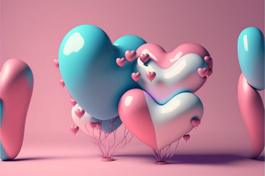 Heart Shaped Valentine's Balloons background Images. Love concept for Valentine's Day Holiday