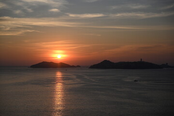 Atardecer en el océano Pacífico, Acapulco, México