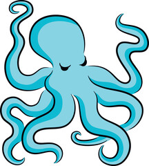 Cartoon illustration of octopus, isolated