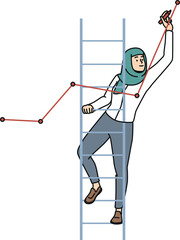 Female Arabic employee in hijab drawing graph