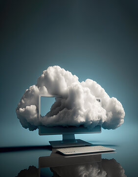 Connect to cloud computing concept. Digital illustration created with Generative AI.