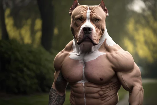 A Bold Illustration of a Muscle Pitbull Dog with Human Form Generative AI  Stock Illustration | Adobe Stock