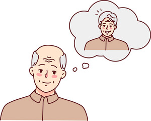 Old man suffer from hair loss