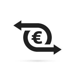 easy cash flow icon with euro black symbol - obrazy, fototapety, plakaty