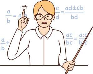 Angry teacher scolding in classroom