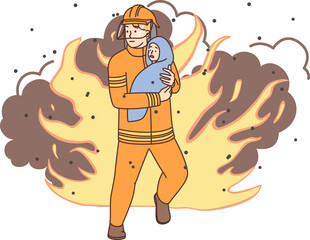 Firefighter rescue child from fire