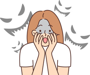 Scared woman feel afraid
