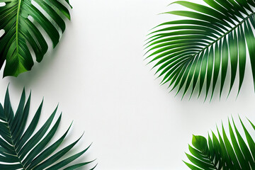 Naklejka na ściany i meble Tropical leaves palm branch. Illustration Generative AI