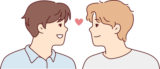 Happy gay couple showing love