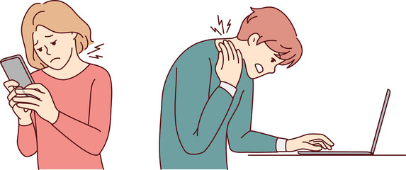 People working on gadgets suffer from backache