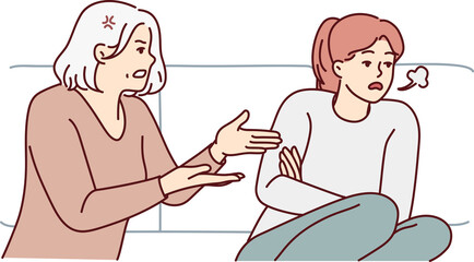 Elderly mother lecture grownup daughter