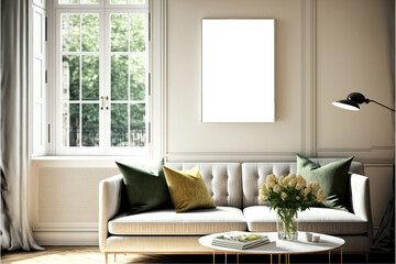 Frame | Canvas Mockup | Living room with artwork - wall art | Generative AI